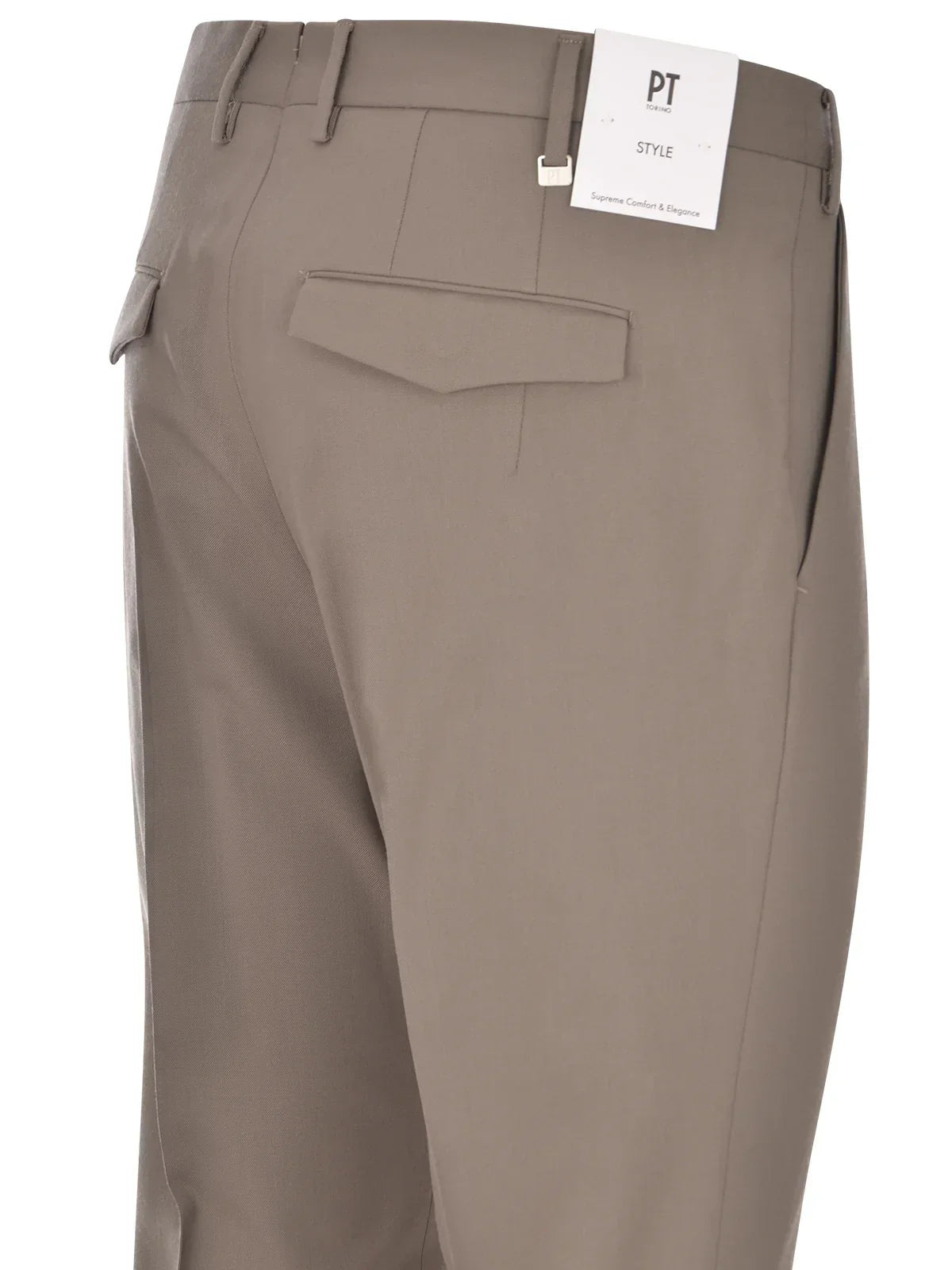 Pantaloni uomo beige eleganti in tessuto leggero, tasca posteriore a filetto