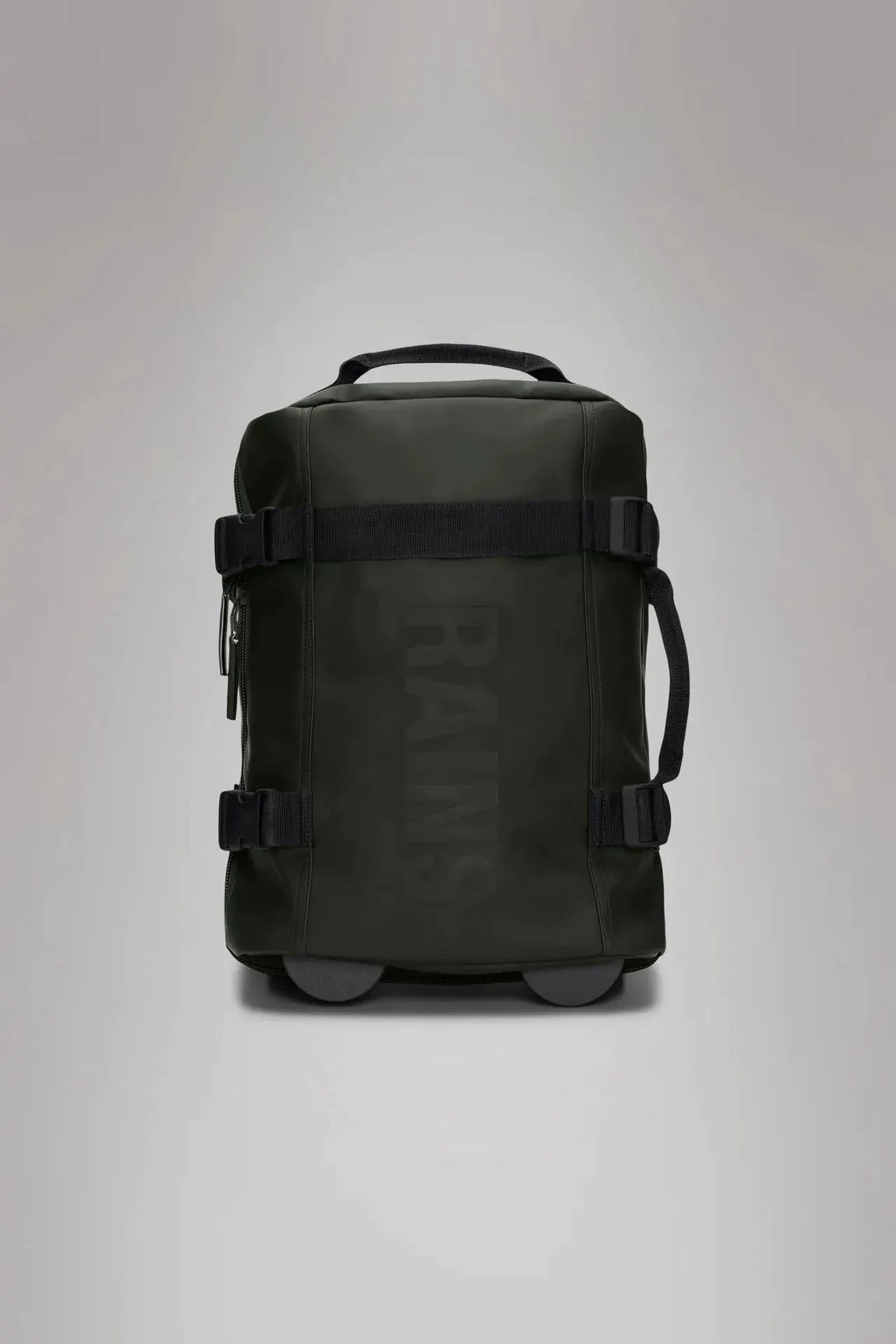 Bagaglio a mano nero compatto con maniglia e ruote, stile moderno unisex