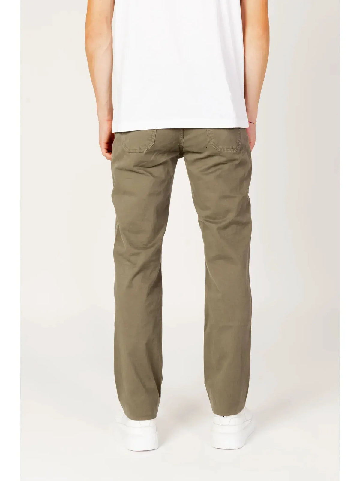 Pantaloni uomo verde militare in cotone, vestibilità regular, abbigliamento casual