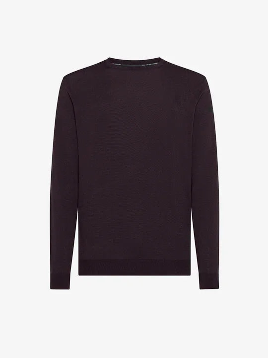 Maglione uomo bordeaux girocollo in lana merino, maniche lunghe, stile elegante