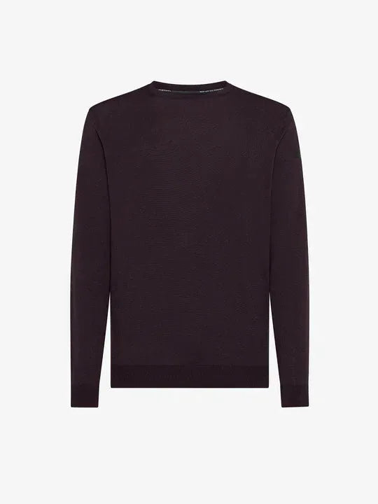 Maglione uomo bordeaux girocollo in lana merino, maniche lunghe, stile elegante