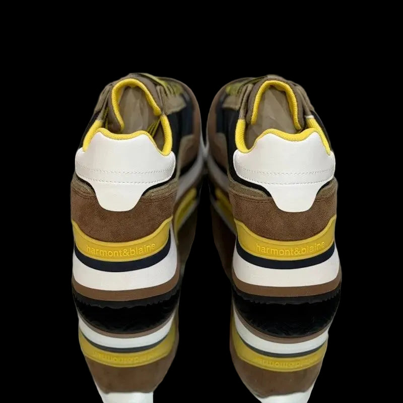Sneakers Harmont & Blaine Camoscio e Tessuto Caramel Blu - Paio completo