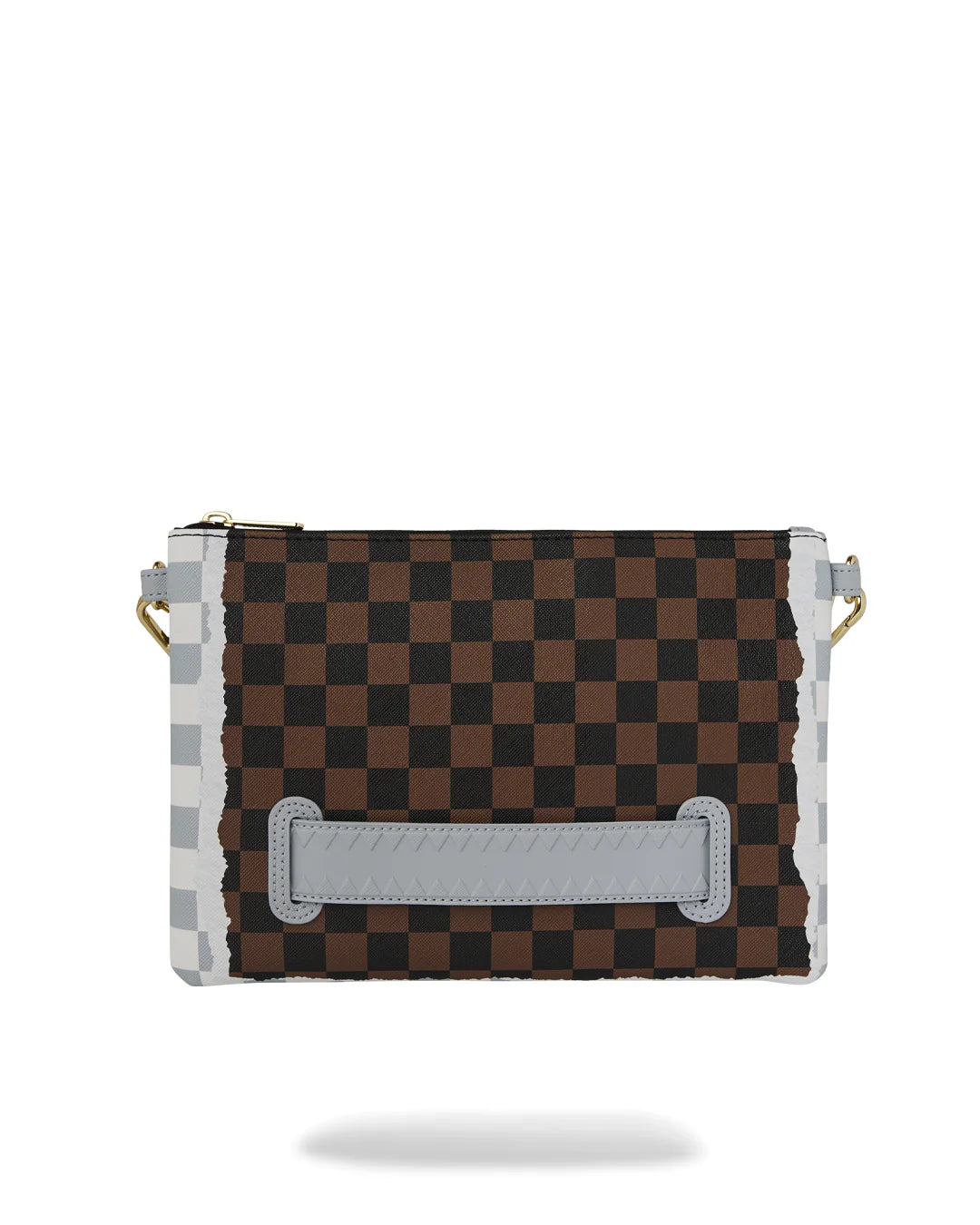 SPRAYGROUND B8295 CLUTCH CREAM BROWN TEAR CHECK CROSSOVER CLUTCH - Atelier Fratelli Carbè