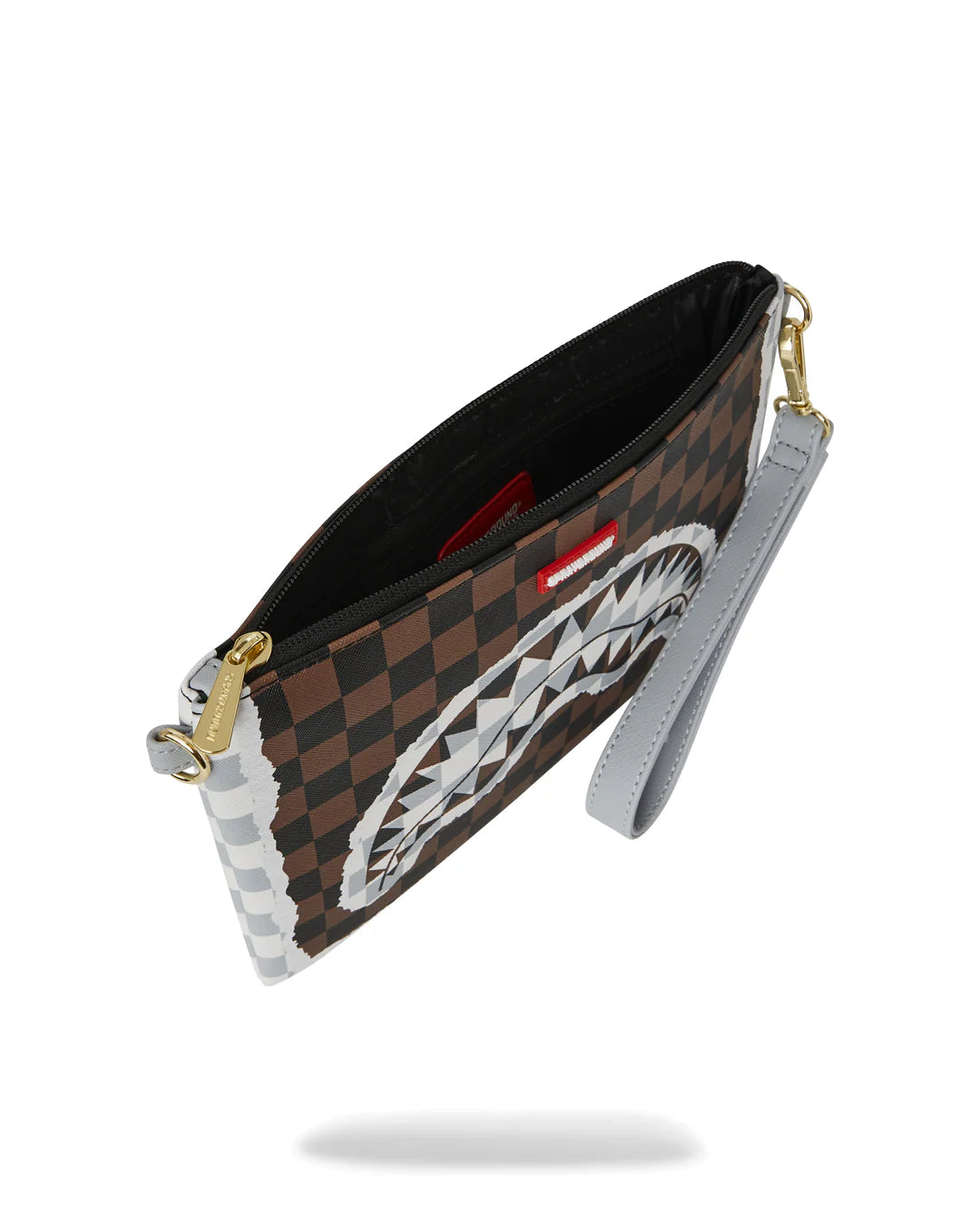 SPRAYGROUND B8295 CLUTCH CREAM BROWN TEAR CHECK CROSSOVER CLUTCH - Atelier Fratelli Carbè