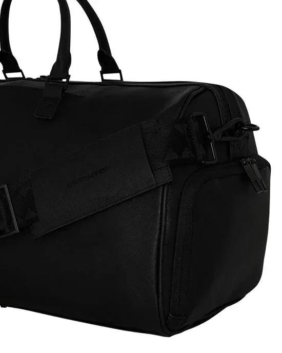 Borsa da viaggio nera in ecopelle con tracolla regolabile, stile elegante e moderno