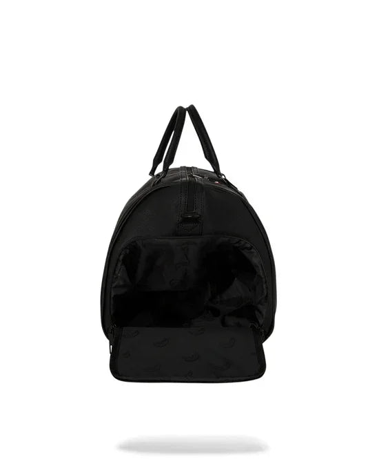 Borsone nero unisex con manici e scomparto frontale aperto, design moderno ed elegante