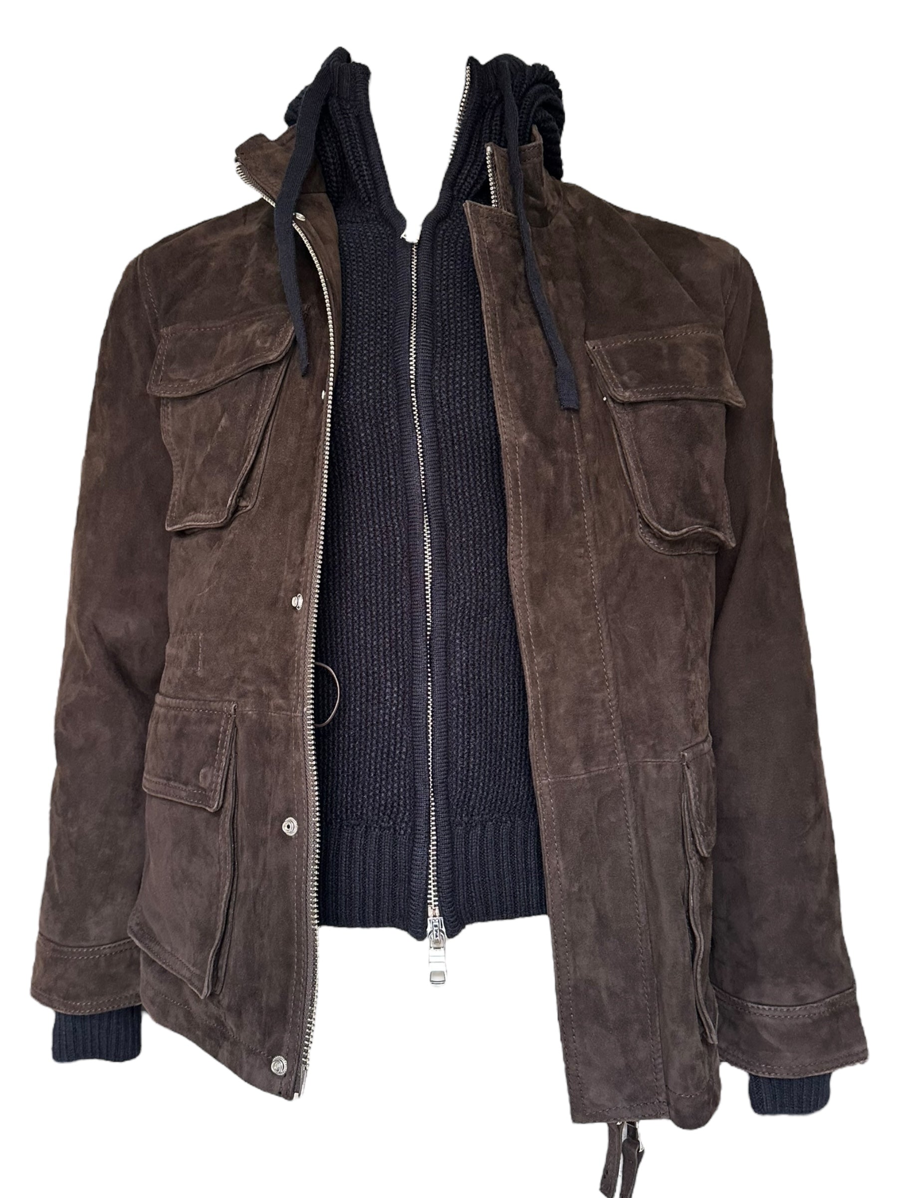 THE JACK LEATHER HARUTO + KNIT SUEDE DK BR JACKET SARIANA SUEDE - Atelier Fratelli Carbè