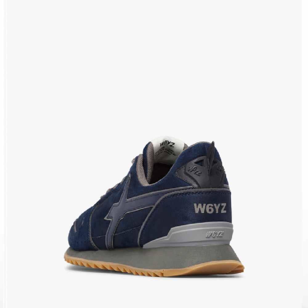 Sneaker uomo W6YZ navy e antracite, retro, suola beige, stile casual sportivo