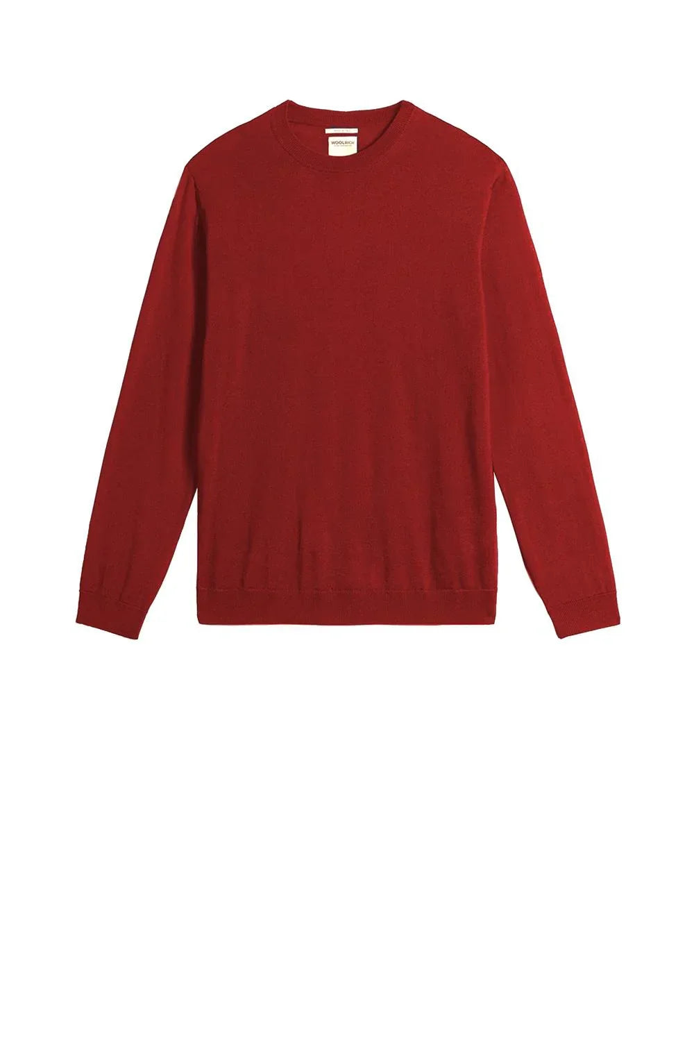 Maglia uomo girocollo rosso in lana, maniche lunghe, stile casual elegante.