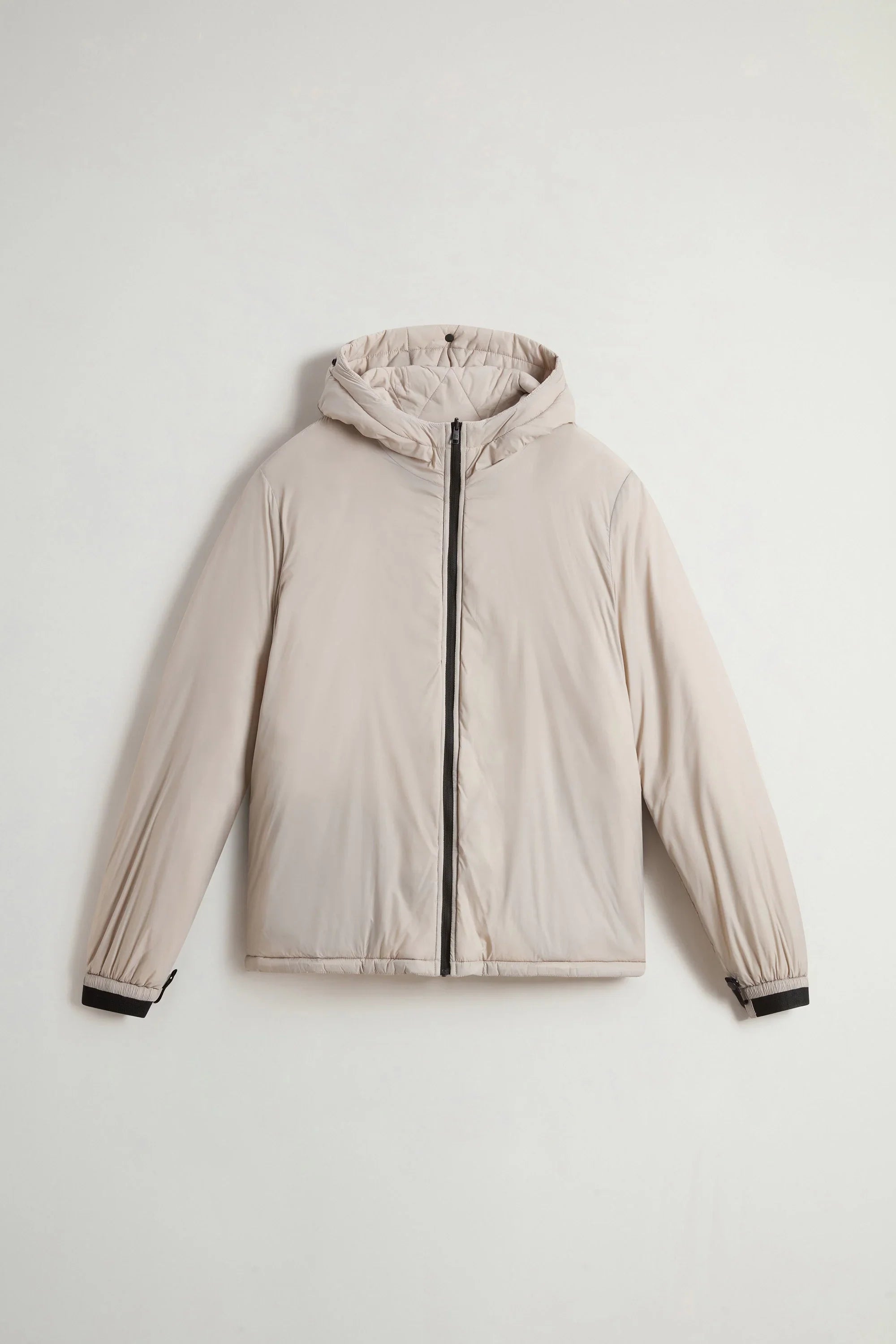 Giacca 3 in 1 colore beige con cappuccio e zip frontale, stile casual uomo
