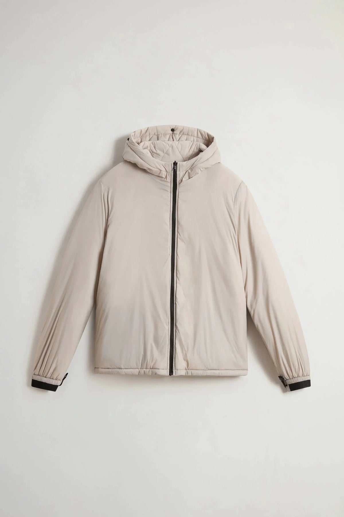 Giacca 3 in 1 colore beige con cappuccio e zip frontale, stile casual uomo