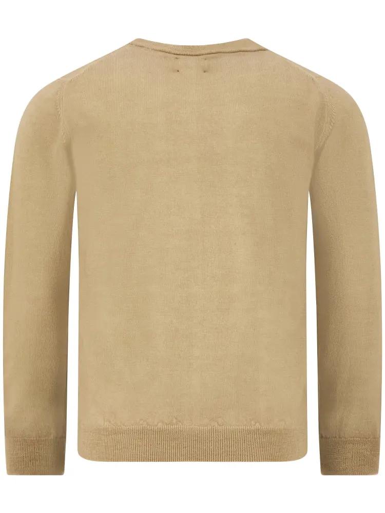 Woolrich Maglia Girocollo Tinto in Capo Gold Khaki - Dettaglio maglia