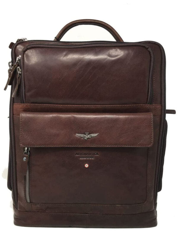 AERONAUTICA MILITARE AM305-MO COMPUTER BAG ZAINO IN PELLE