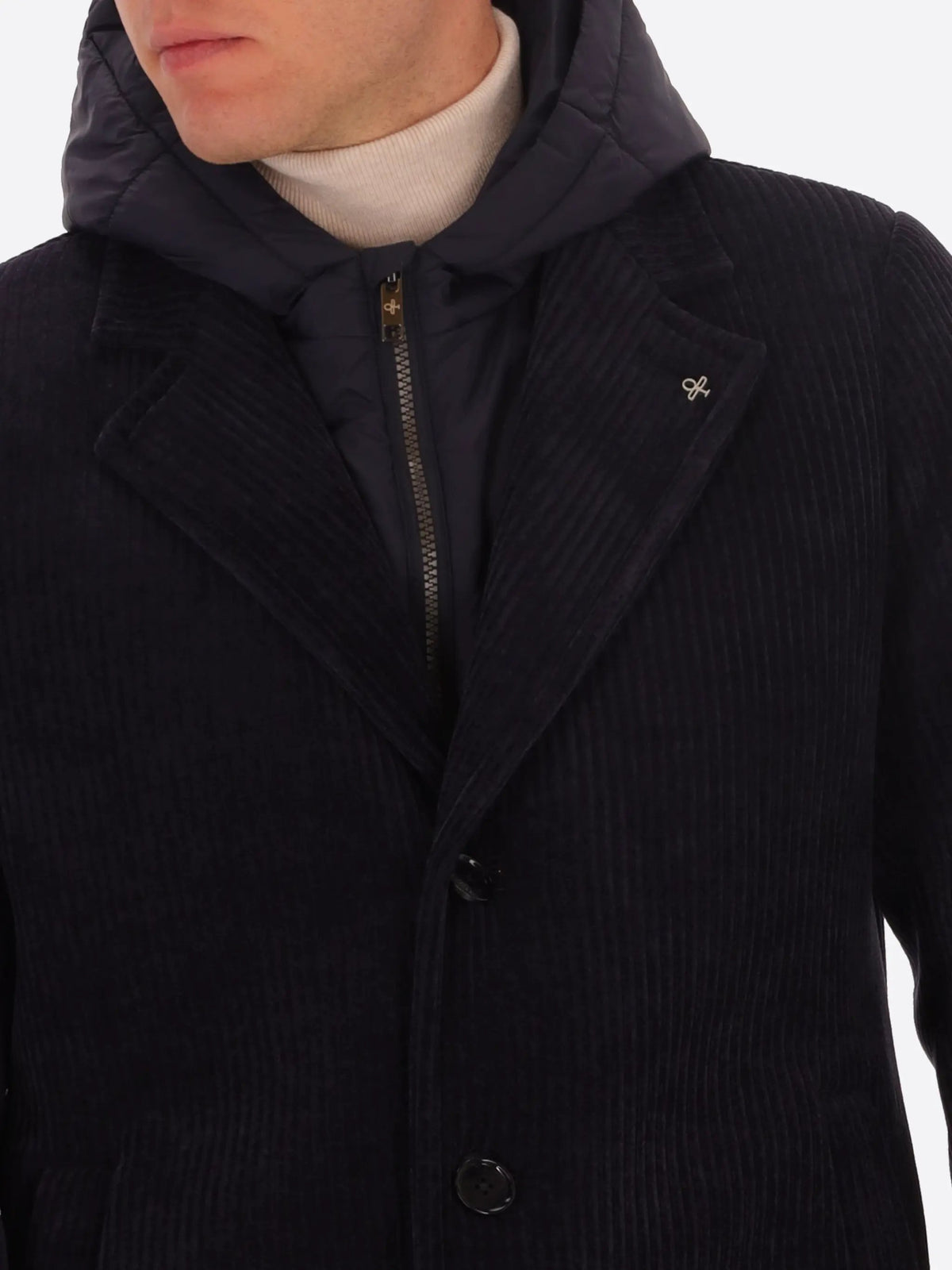 Cappotto DISTRETTO12 Alba CP1316T0499 Blu - Modello vista laterale