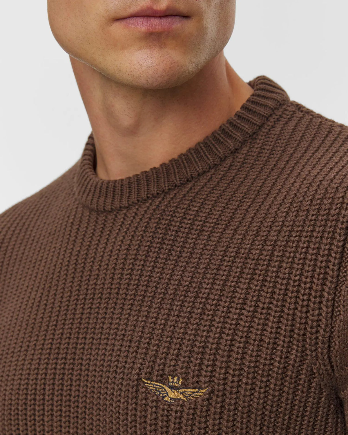 Maglia girocollo Aeronautica Militare 262MA1571UL00409 Chestnut Brown - Dettaglio ricamo petto