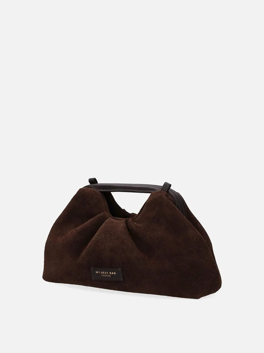 Borsa a mano My Best Bag Firenze Janine Suede Dark Brown - Dettaglio Tracolla