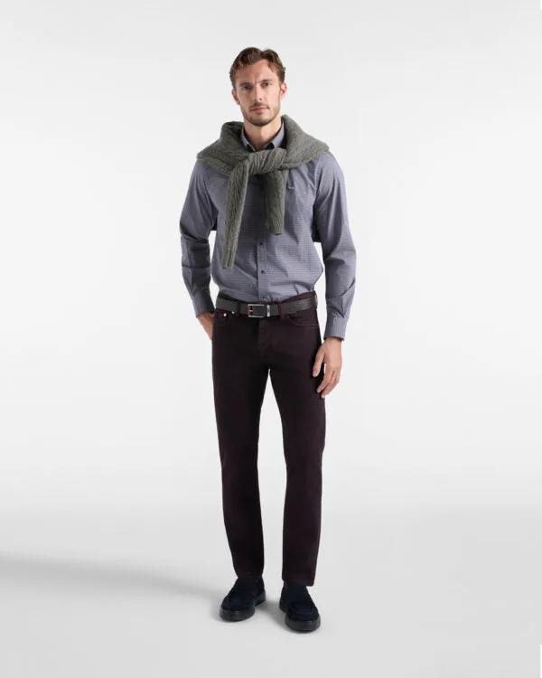 Harmont & Blaine Camicia Micro Check Fil Coupé Marrone Scuro - Vista Posteriore