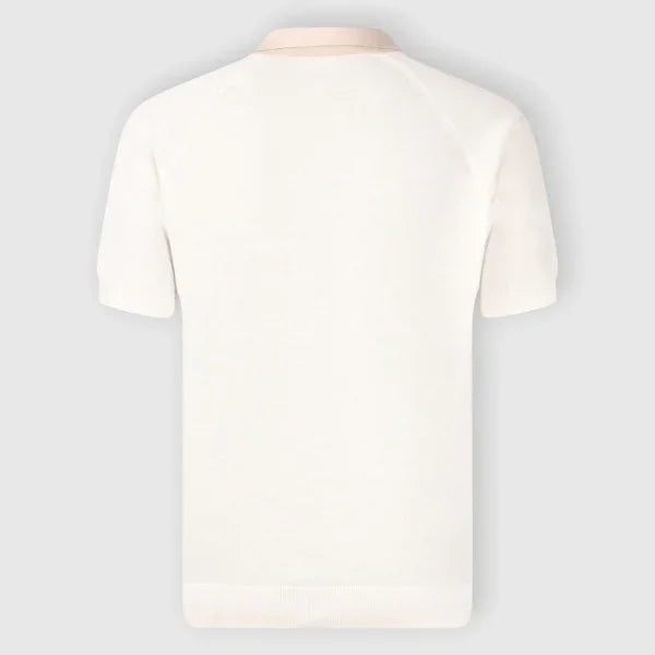 Maglia polo uomo manica corta panna, retro, stile elegante, abbigliamento estivo