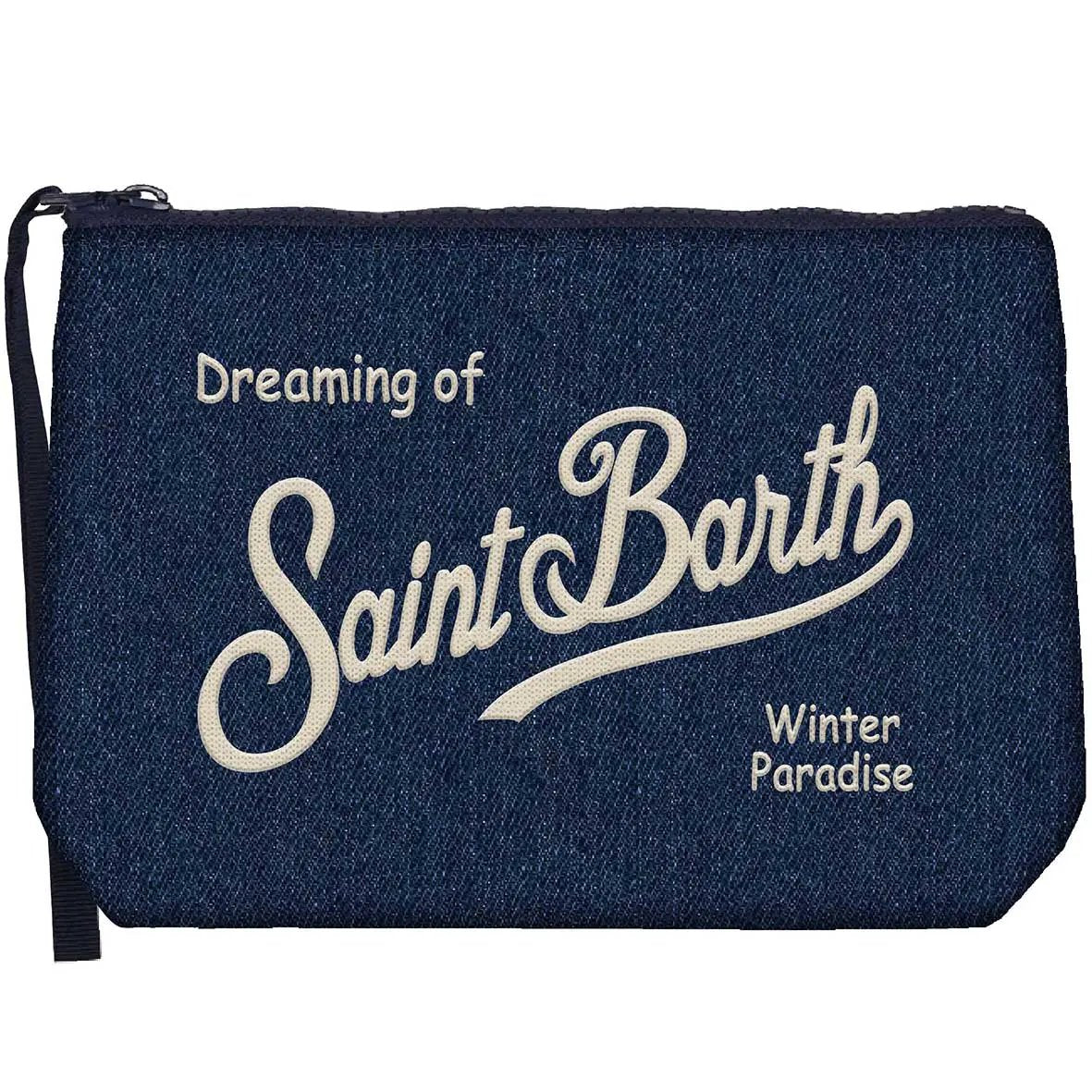 MC2 Saint Barth Clutch Aline Denim W Denim Dark Emb ricamata