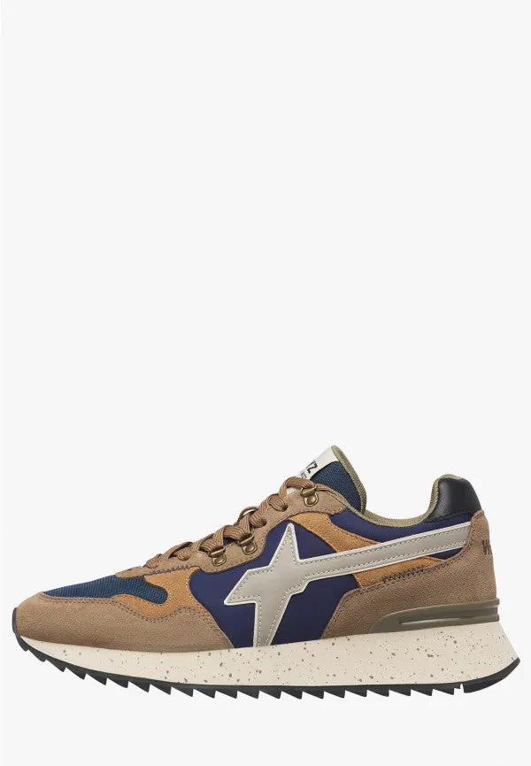 W6YZ Sneaker Uomo Yak-M Light Brown Navy - Vista Laterale Esterna