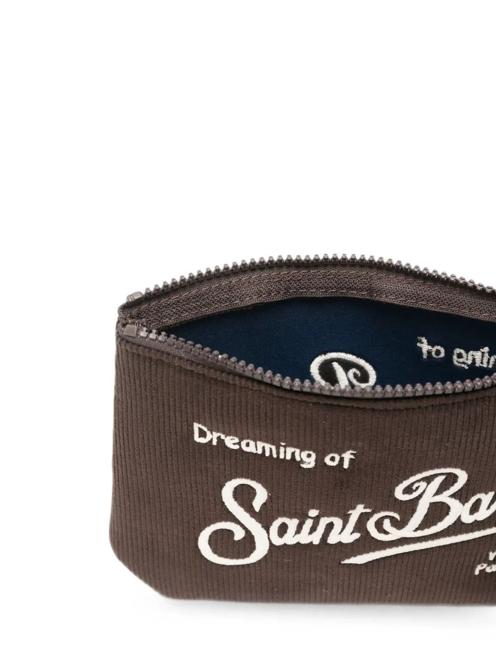 Pochette MC2 Saint Barth Aline Corduroy S Marrone - Dettaglio velluto a coste e ricamo