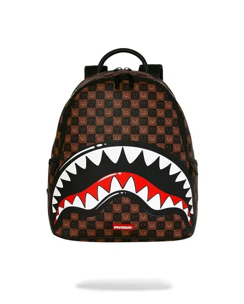 SPRAYGROUND B9305 BACKPACK SHARKS IN PARIS WTF BUBBLE BROWN CHECK SAVAGE by SPRAYGROUND