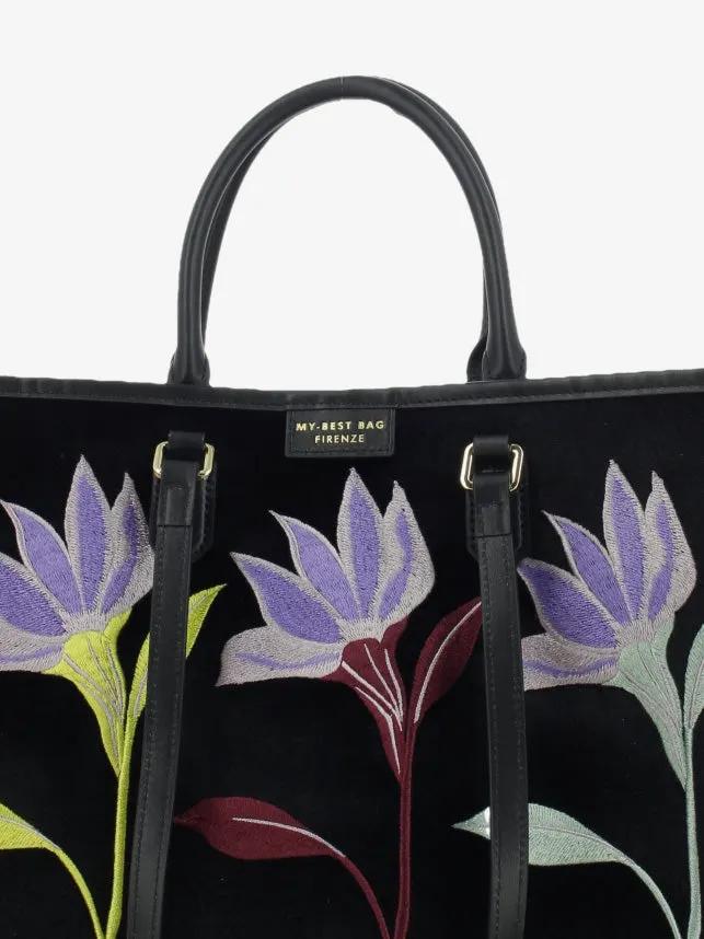 Borsa My Best Bag Atena Essence Black Flower - Vista laterale