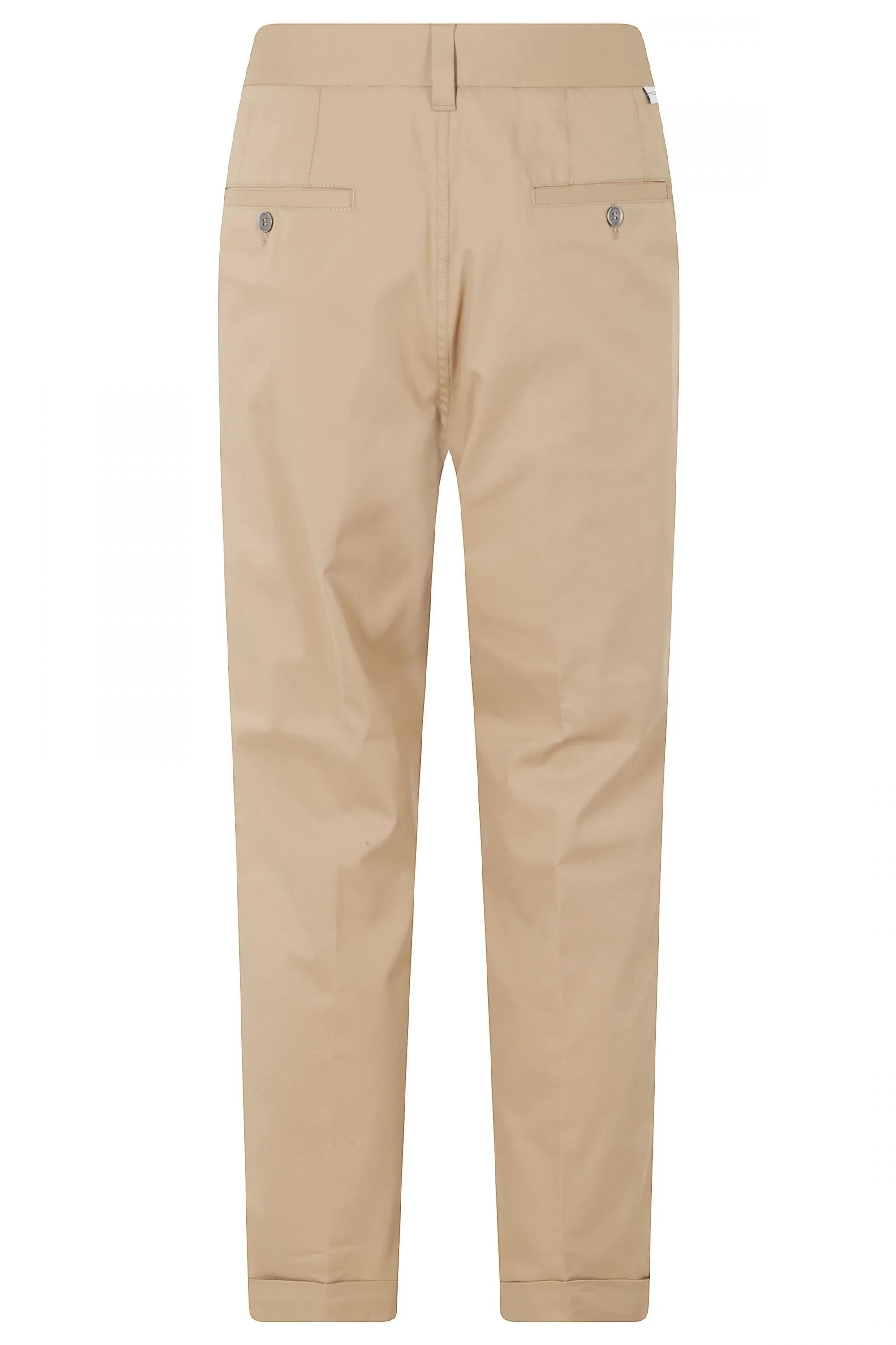 Pantaloni chino beige uomo eleganti con tasche posteriori a filetto