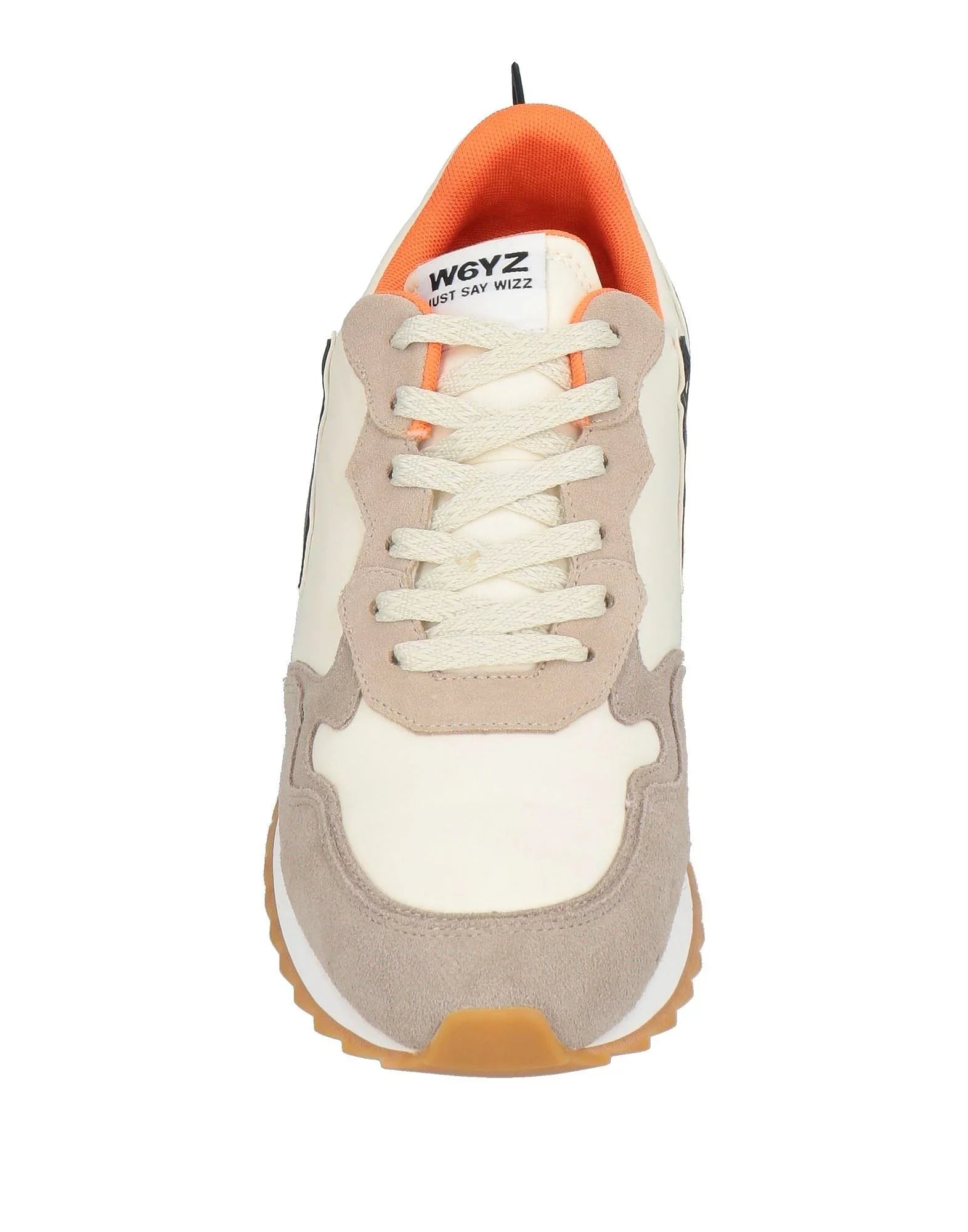 Sneaker W6YZ da uomo in pelle e tessuto beige e bianco con dettaglio arancione, vista frontale