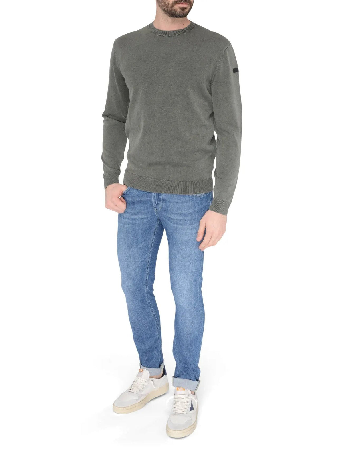 RRD Techno Wash Round 16 Knit - Verde (25103-20) - Dettaglio logo micro-iniettato sulla manica sinistra