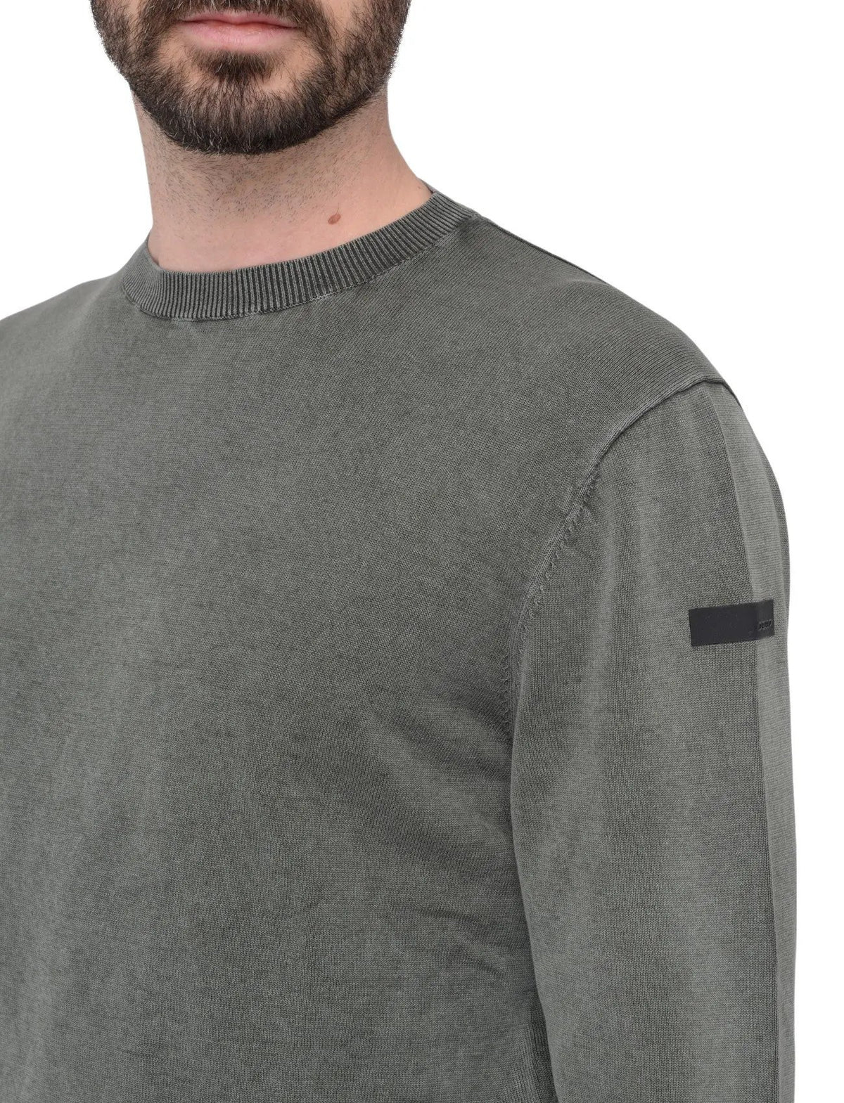 RRD Techno Wash Round 16 Knit - Verde (25103-20) - Vista laterale e texture techno wash