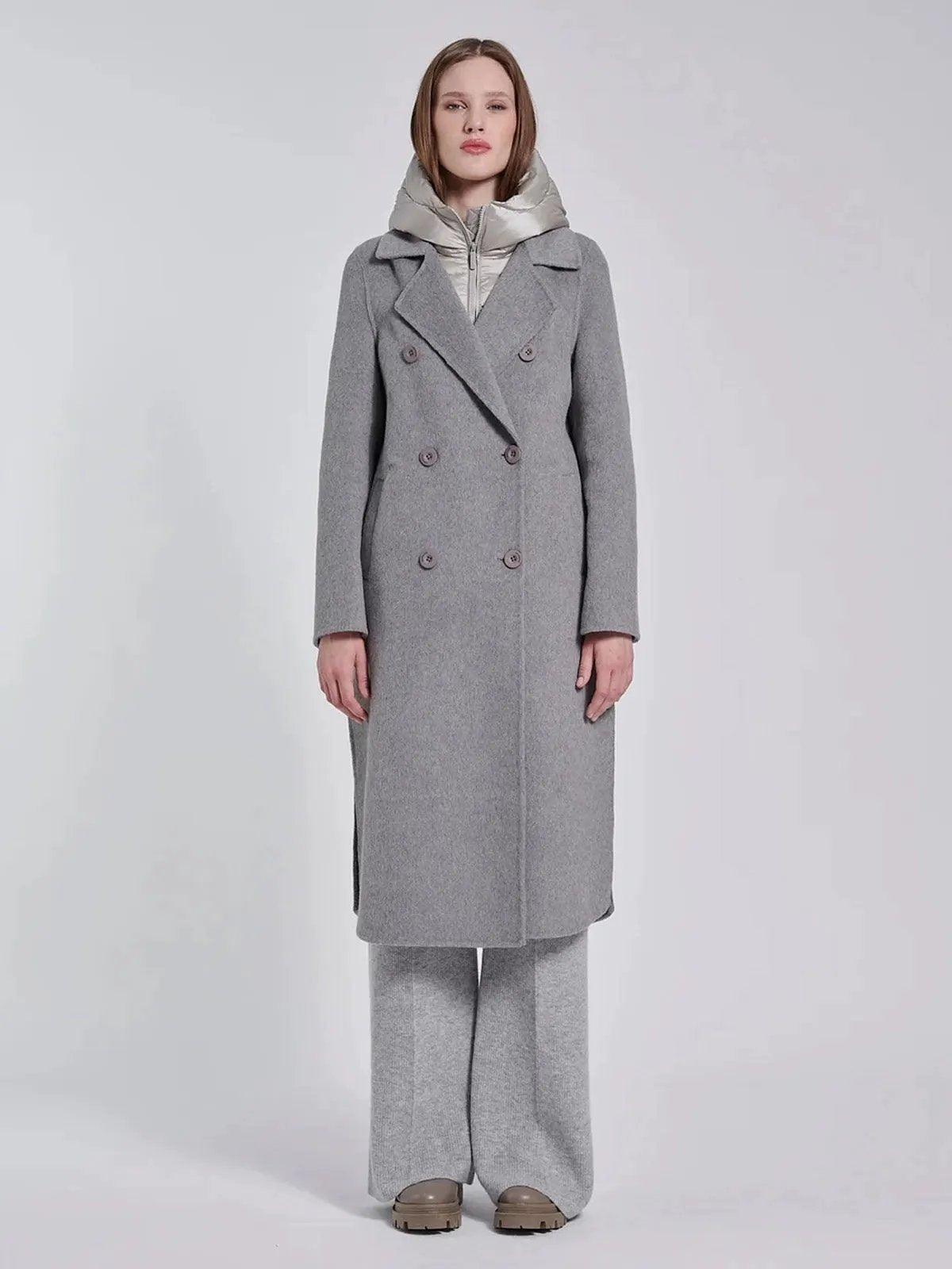 BOMBOOGIE CW9147TWLA6 Copenaghen Coat Ash Grey - Dettaglio tessuto e chiusura