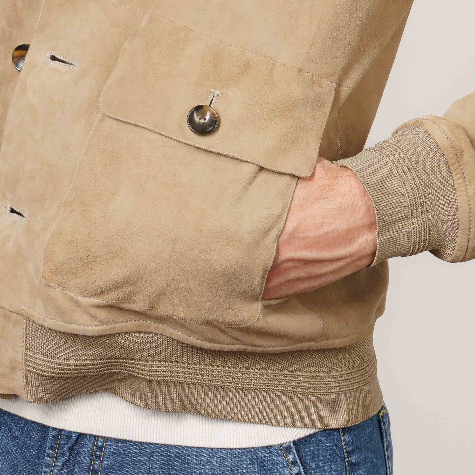 THE JACK LEATHER RIVERSIDE SEAMLESS BOMBER BOTT CAMOSCIO