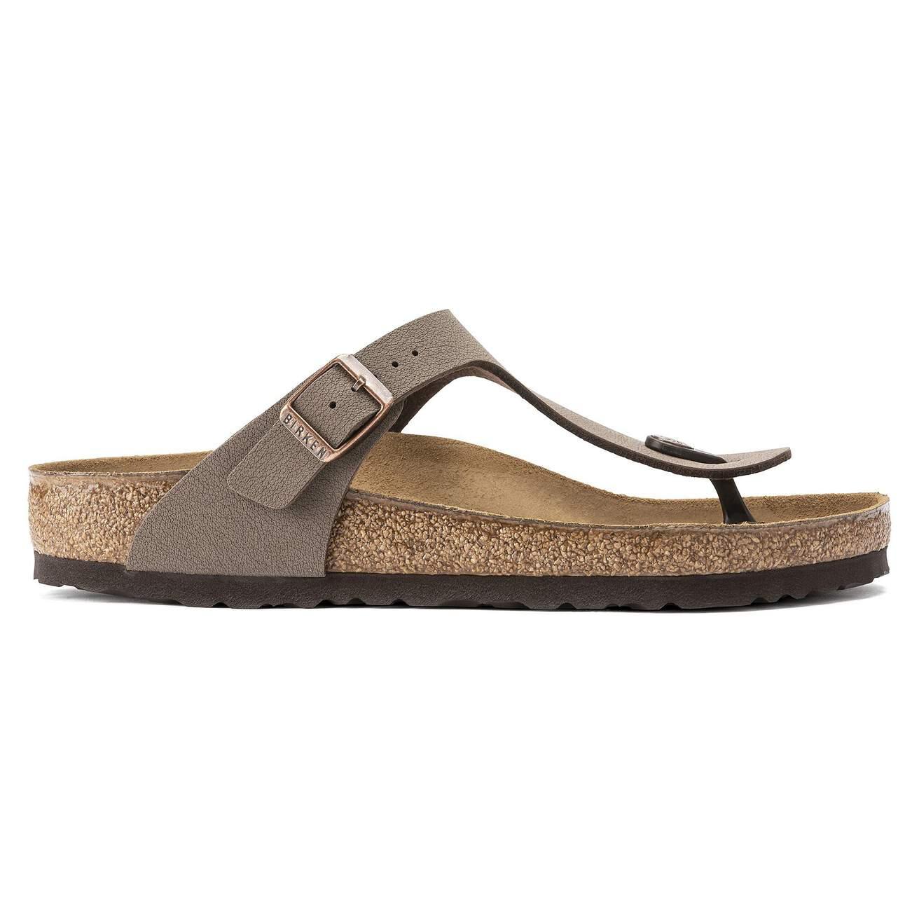 Sandalo infradito donna colore taupe con fibbia e suola in sughero, stile casual estivo