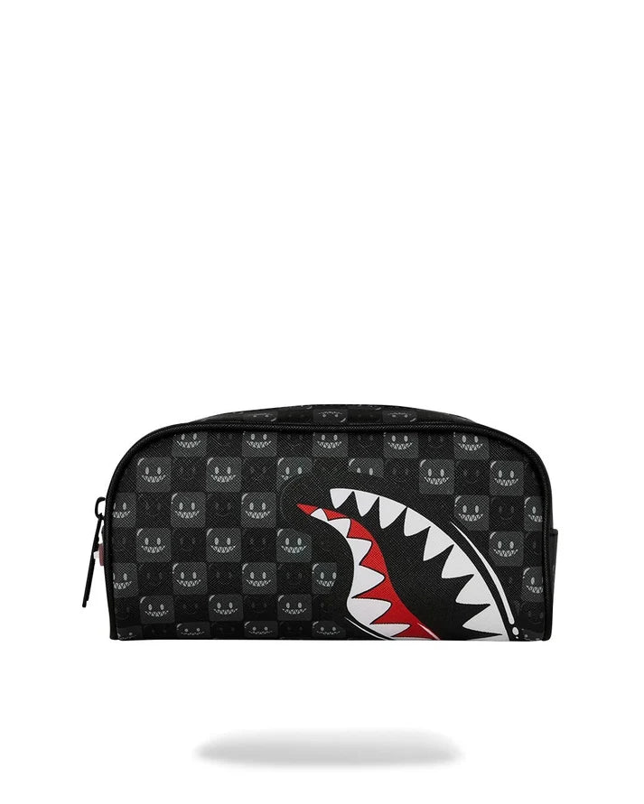 SPRAYGROUND B9316  CLUTCH SHARKS IN PARIS WTF BUBBLY  BLACK CHECK POUCH