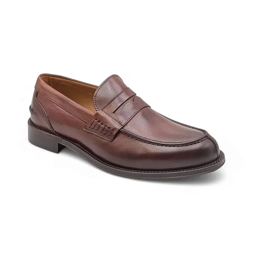 EXTON 102 VITELLO LEGNO MOCASSINO SUOLA CUOIO CON OVALE