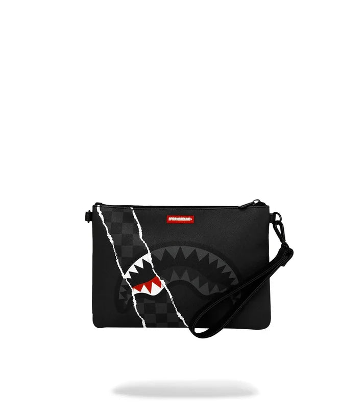 SPRAYGROUND B9350  CLUTCH CENTER RIP REVEALING GRAY CHECK CROSSOVER CLUTCH