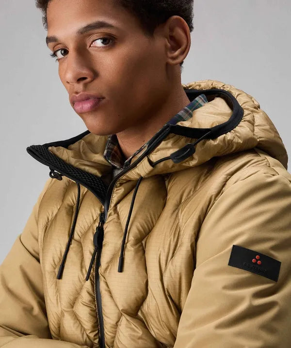PEUTEREY KOONS KJ BMAT PEU 520701181862 995  BLOUSON JACKET BOMBER BIMATERIALE CON TRAPUNTA GEOMETRICA