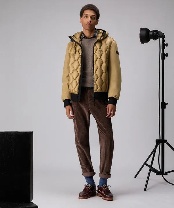 PEUTEREY KOONS KJ BMAT PEU 520701181862 995  BLOUSON JACKET BOMBER BIMATERIALE CON TRAPUNTA GEOMETRICA