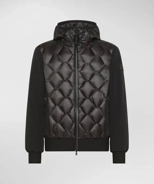 PEUTEREY KOONS KJ BMAT PEU 520701181862 NER  BLOUSON JACKET BOMBER BIMATERIALE CON TRAPUNTA GEOMETRICA