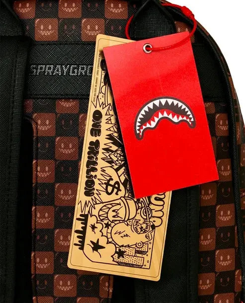SPRAYGROUND B9305 BACKPACK SHARKS IN PARIS WTF BUBBLE BROWN CHECK SAVAGE by SPRAYGROUND
