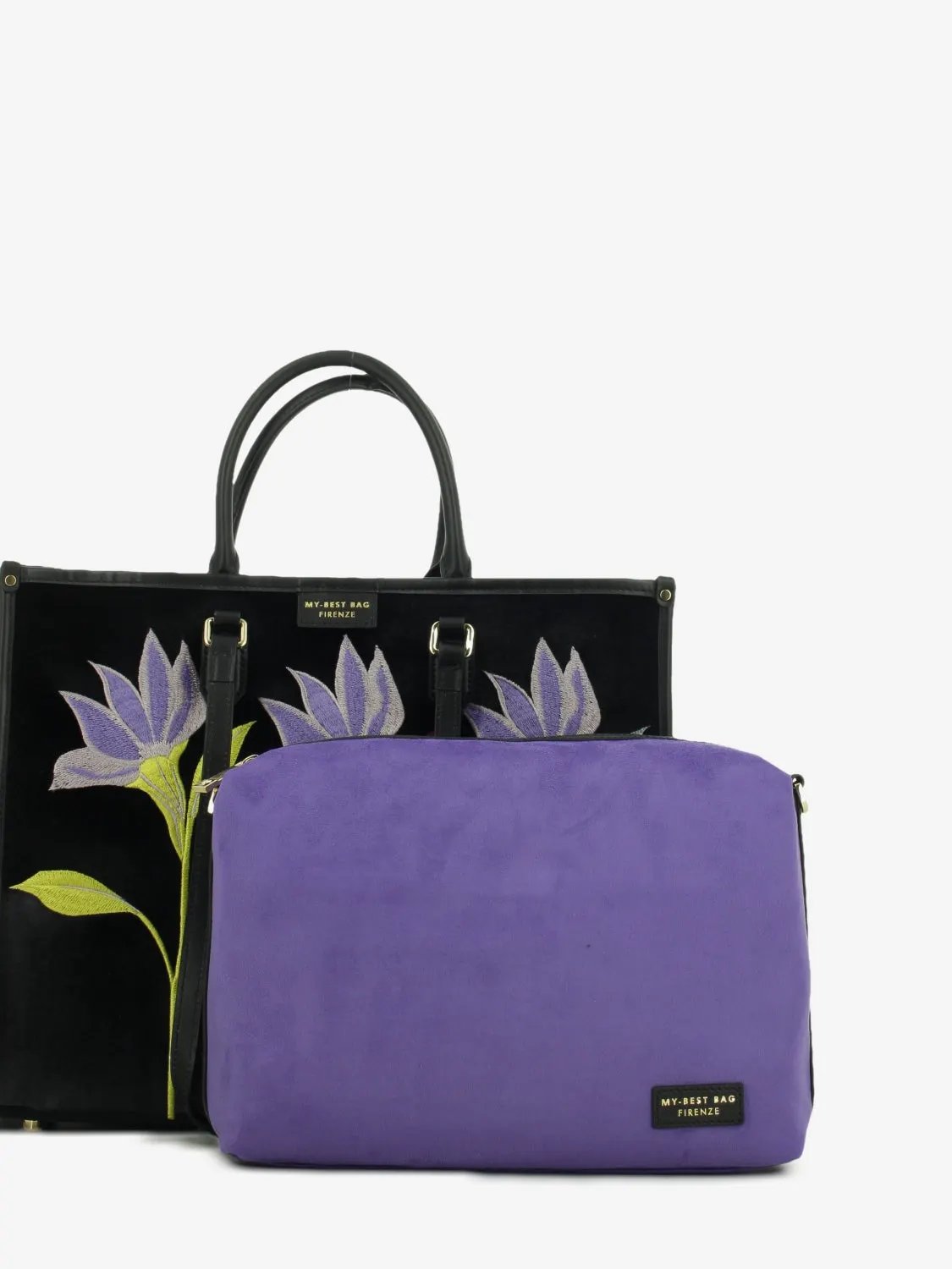 Borsa My Best Bag Atena Essence Black Flower - Indossata/Prospettiva