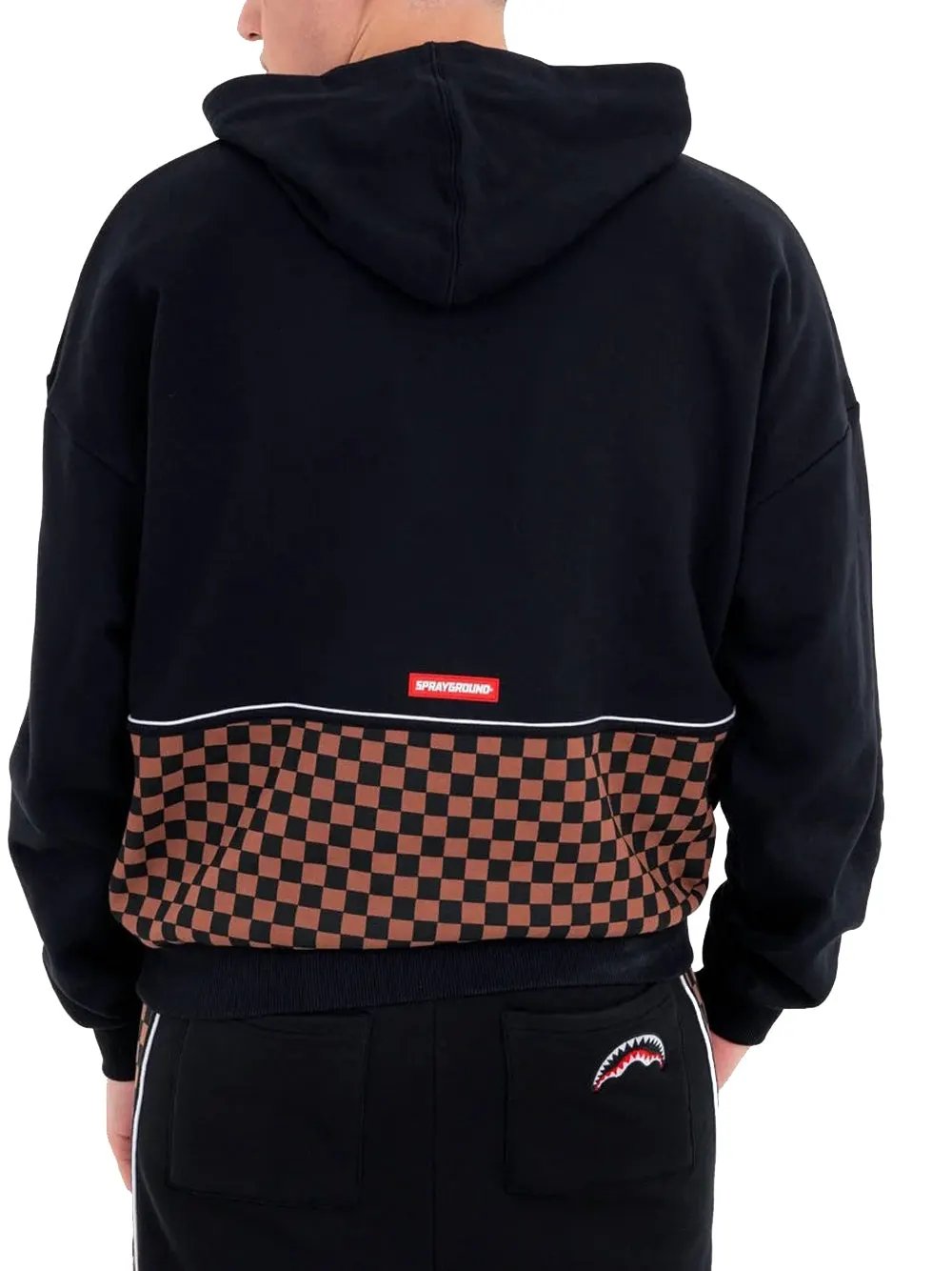 SPRAYGROUND Hoodie Checkered Contrast Comfy SP933G Nero - Indossato