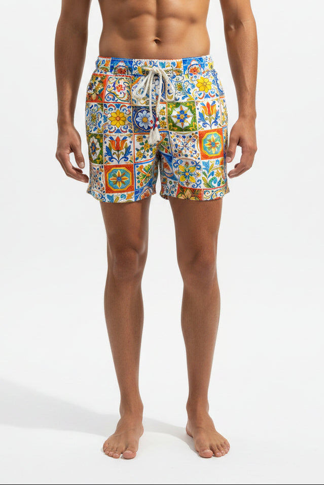 SAINT BARTH LIGHTING 70 07781L  SWIM SUIT ULTRALIGHT SWIM SHORT 70'S PRINT