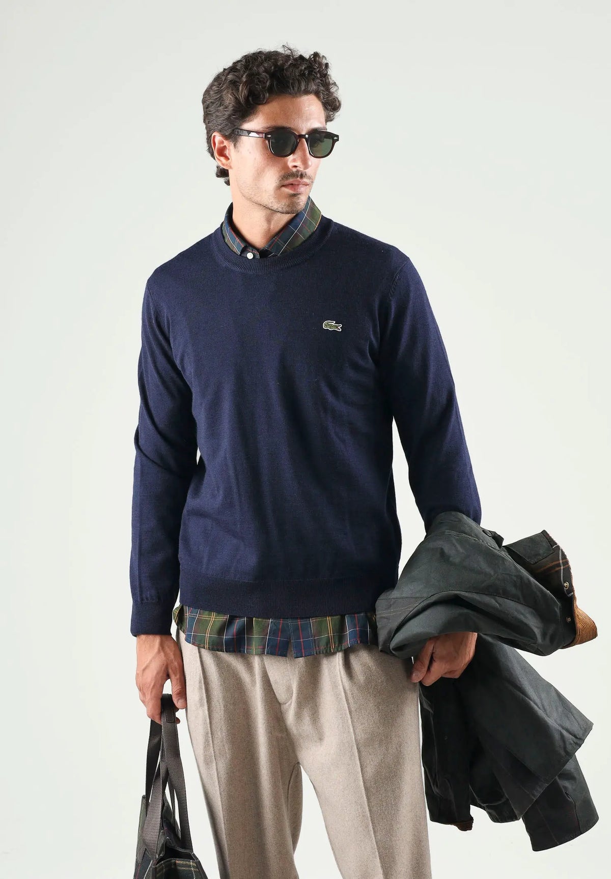 Pullover Girocollo Uomo Lacoste Blu Navy AH3225 166 - Dettaglio lavorazione