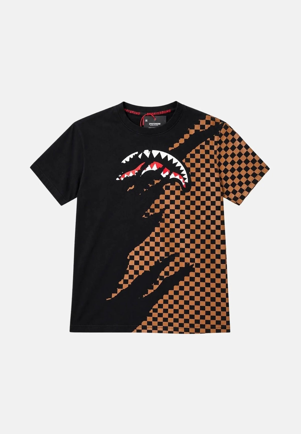 T-shirt Sprayground SP950 Claw Tear Check Regular con iconica grafica Shark Mouth