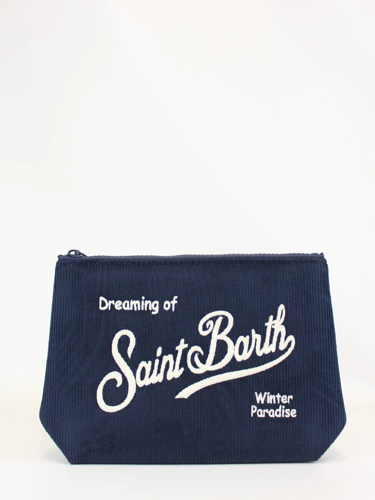 MC2 Saint Barth Clutch Aline Corduroy S Blu Navy - Vista Frontale