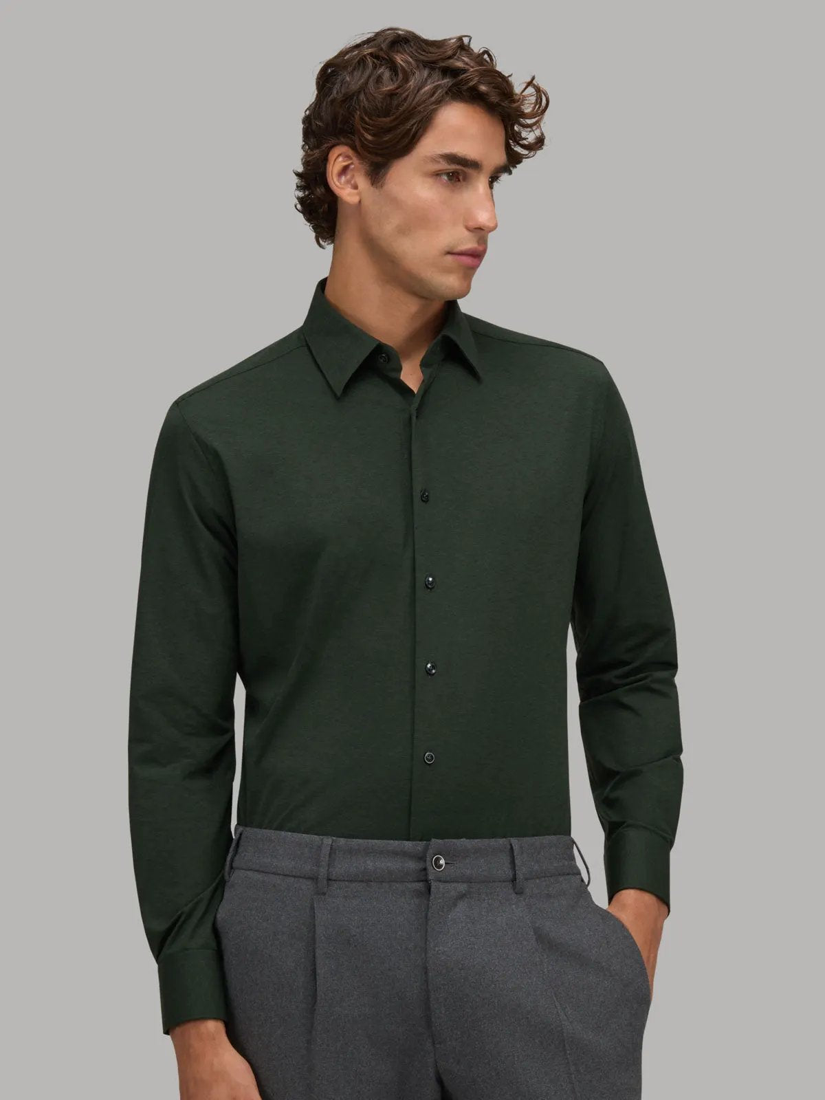 Camicia uomo Xacus Active verde scuro - dettaglio bottoni