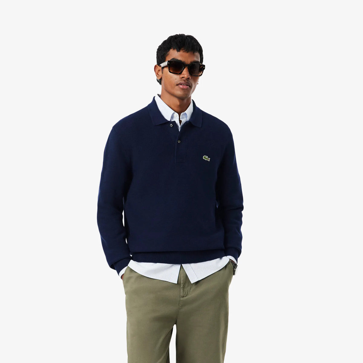 LACOSTE AH9904 166 Polo a maniche lunghe regular fit in maglia by LACOSTE