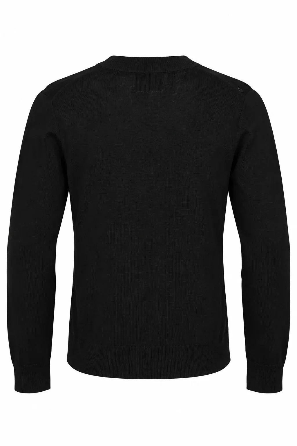 Cardigan Alpha Studio AU7005E in pura lana merino nero - Dettaglio finiture a coste